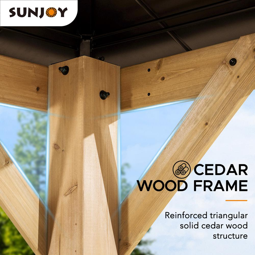 Outdoor Patio Cedar Framed Gazebo with Steel and Polycarbonate Hip Roof Hardtop