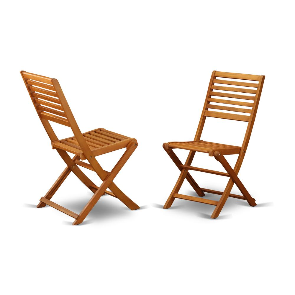 East West Furniture Cameron Foldable Outdoor Dining Chairs-Acacia Wood, Set of 2, Natural Oil