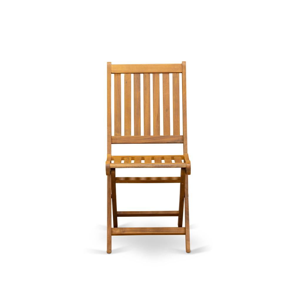 East West Furniture BDKCWNA  Outdoor Dining Chairs Slatted Back  - Natural Oil Finish - Set of 2