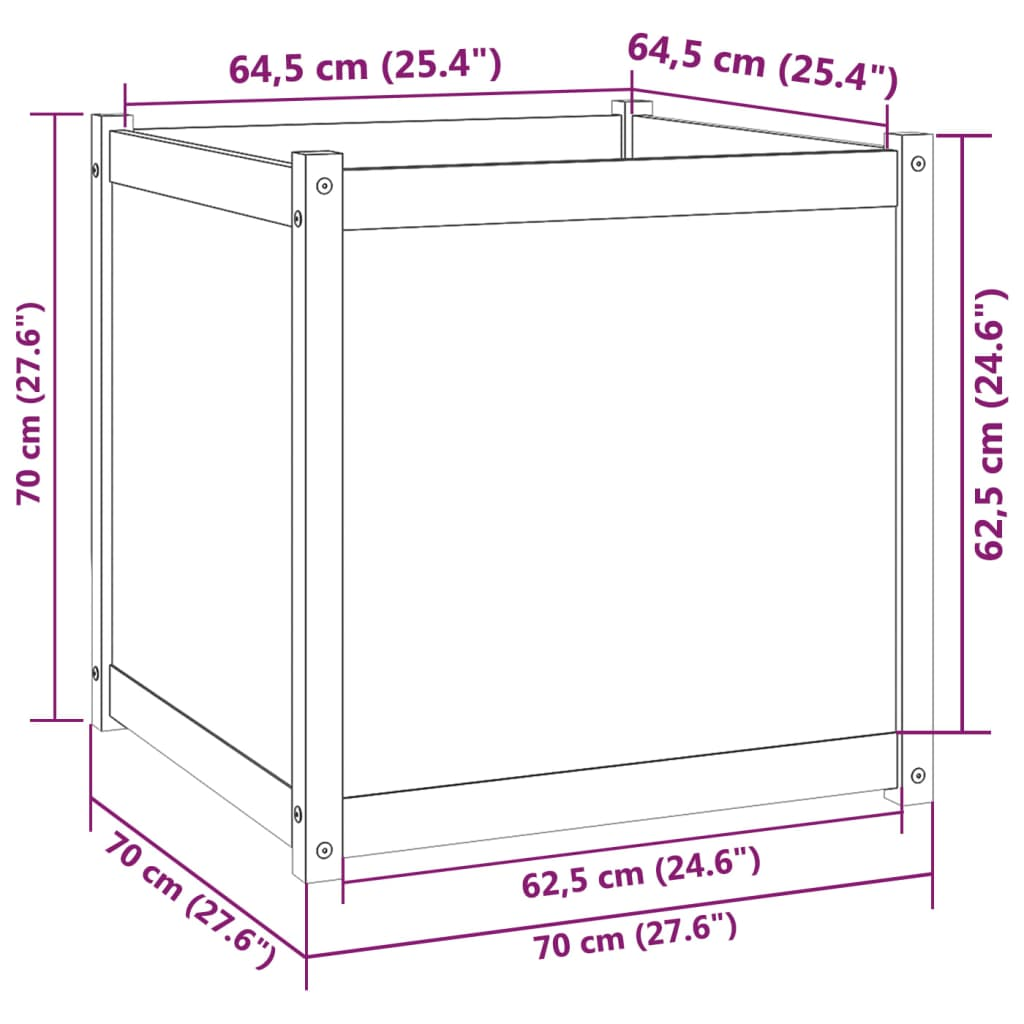 vidaXL Garden Planter Gray 27.6"x27.6"x27.6" Solid Wood Pine