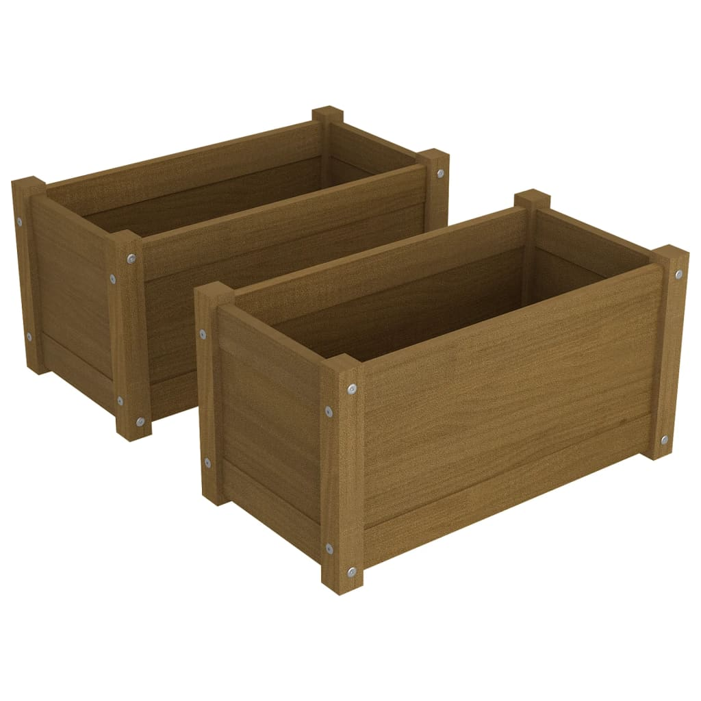 vidaXL Garden Planters 2 pcs Honey Brown 23.6"x12.2"x12.2" Solid Wood Pine