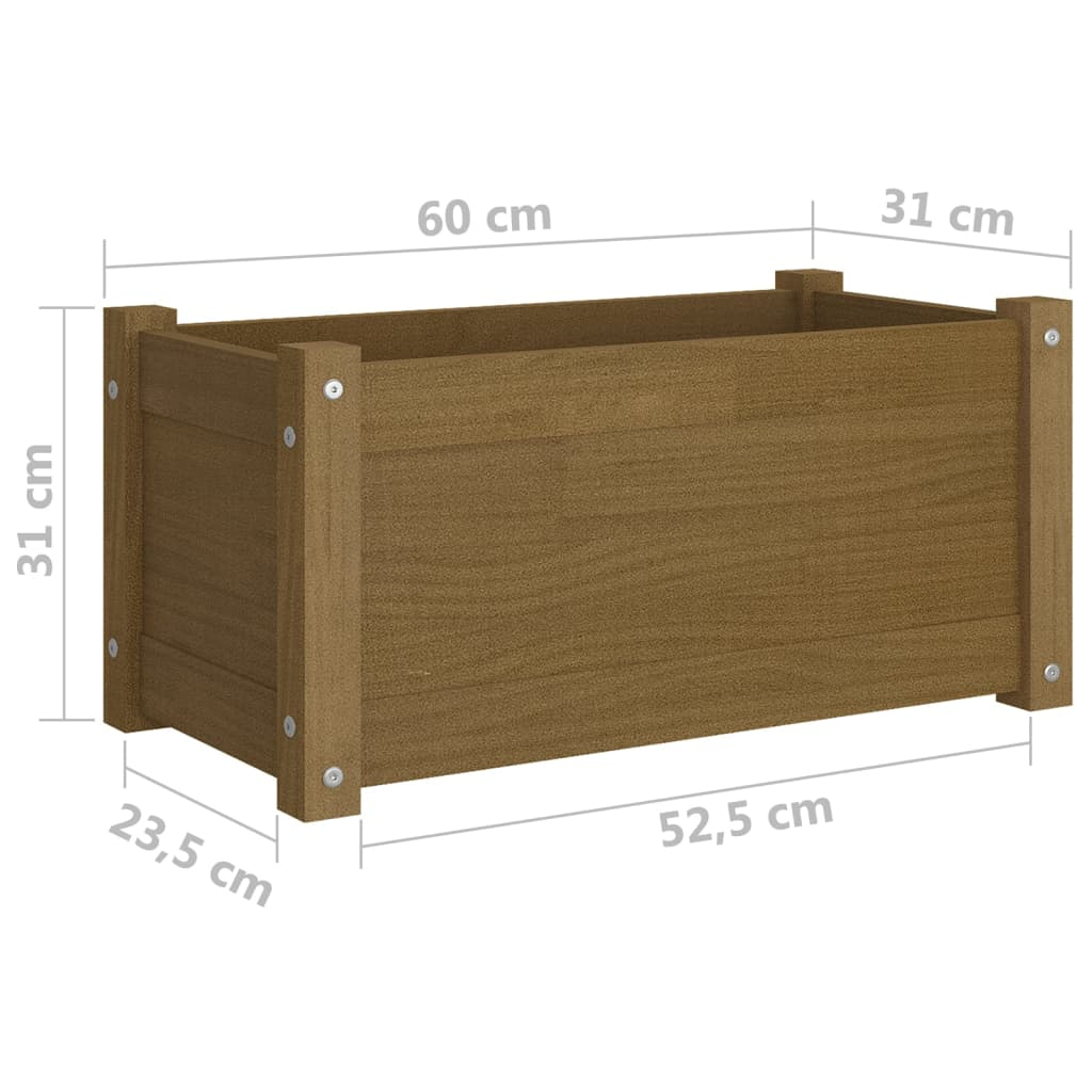 vidaXL Garden Planters 2 pcs Honey Brown 23.6"x12.2"x12.2" Solid Wood Pine