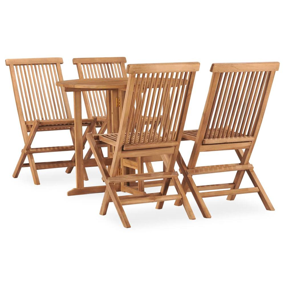 vidaXL 5 Piece Folding Outdoor Dining Set Solid Teak Wood, 3059977