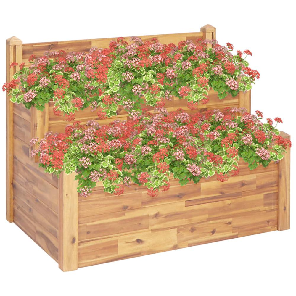 vidaXL 2-Tier Garden Planter 43.3"x29.5"x33.1" Solid Acacia Wood, 46582