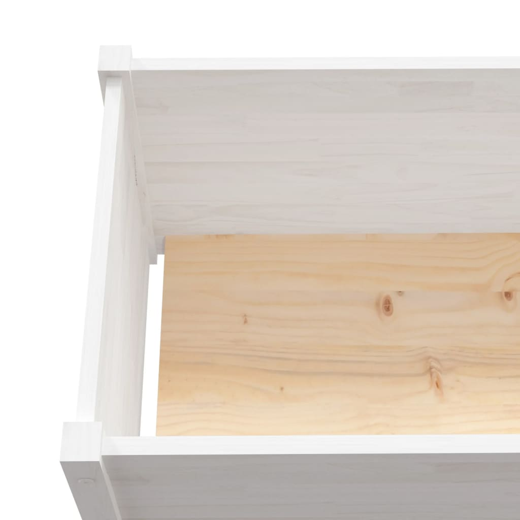 vidaXL Garden Planters 2 pcs White 39.4"x19.7"x19.7" Solid Wood Pine