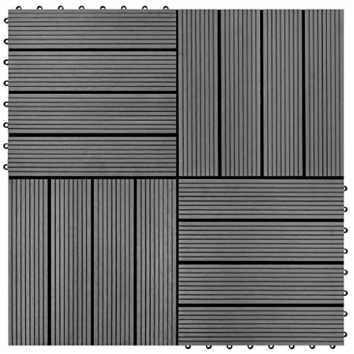 WPC Tiles 11.8"x11.8" 11 pcs 11 ftÂ² Gray, 40826