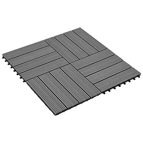 WPC Tiles 11.8"x11.8" 11 pcs 11 ftÂ² Gray, 40826