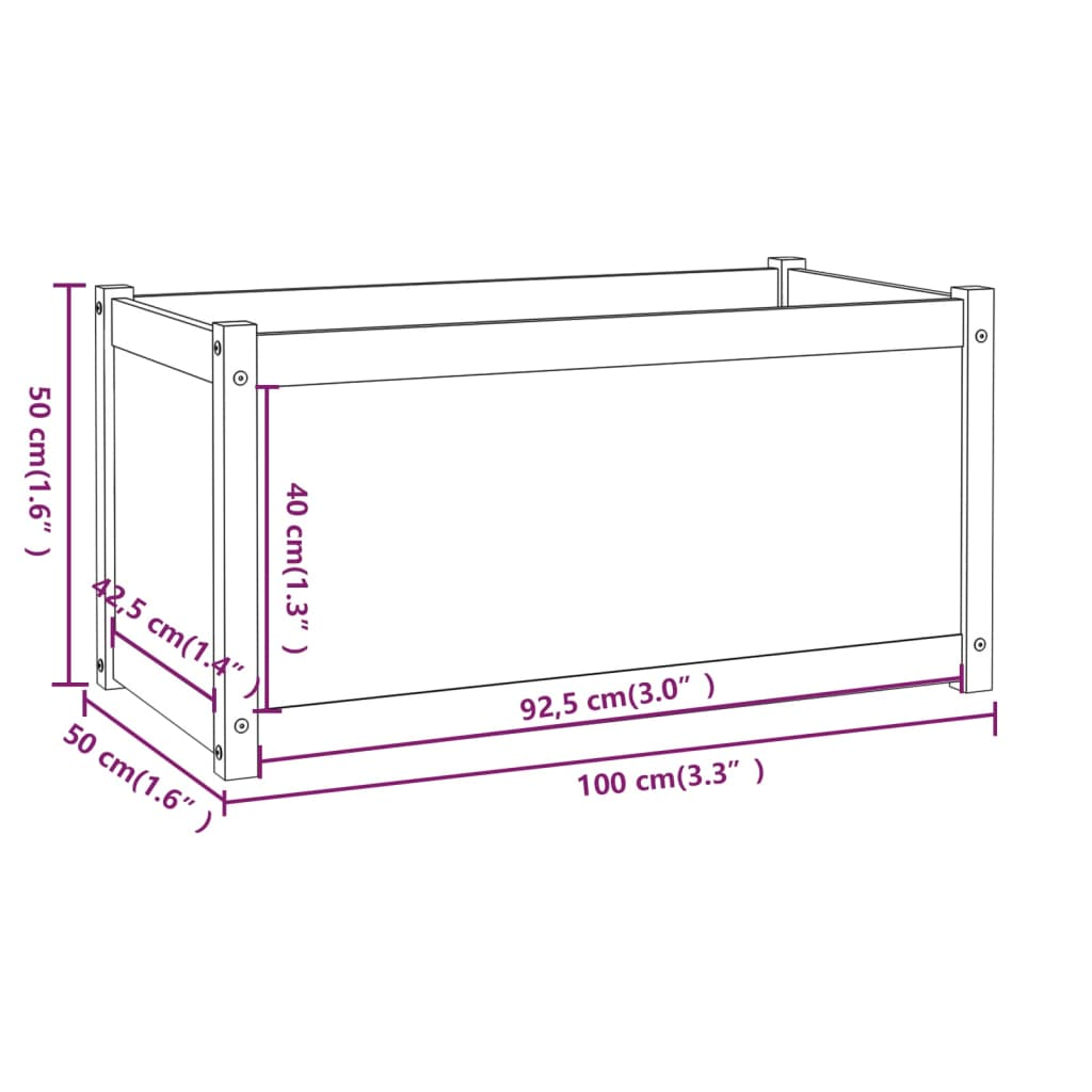 vidaXL Garden Planter 39.4"x19.7"x19.7" Solid Wood Pine