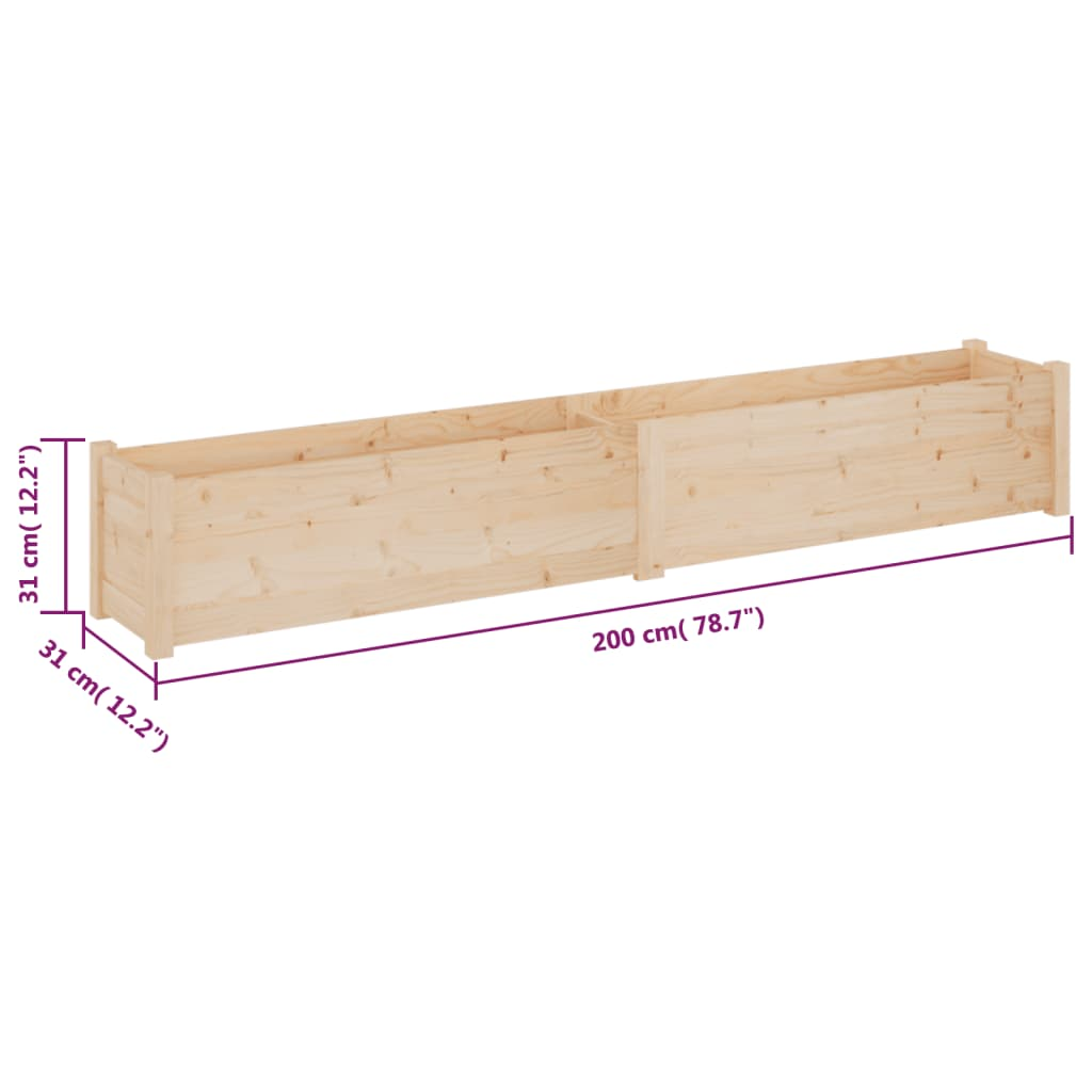 vidaXL Garden Planters 2 pcs 78.7"x12.2"x12.2" Solid Wood Pine