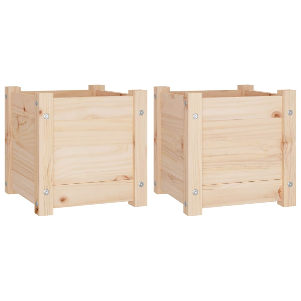 vidaXL Garden Planters 2 pcs 12.2"x12.2"x12.2" Solid Wood Pine