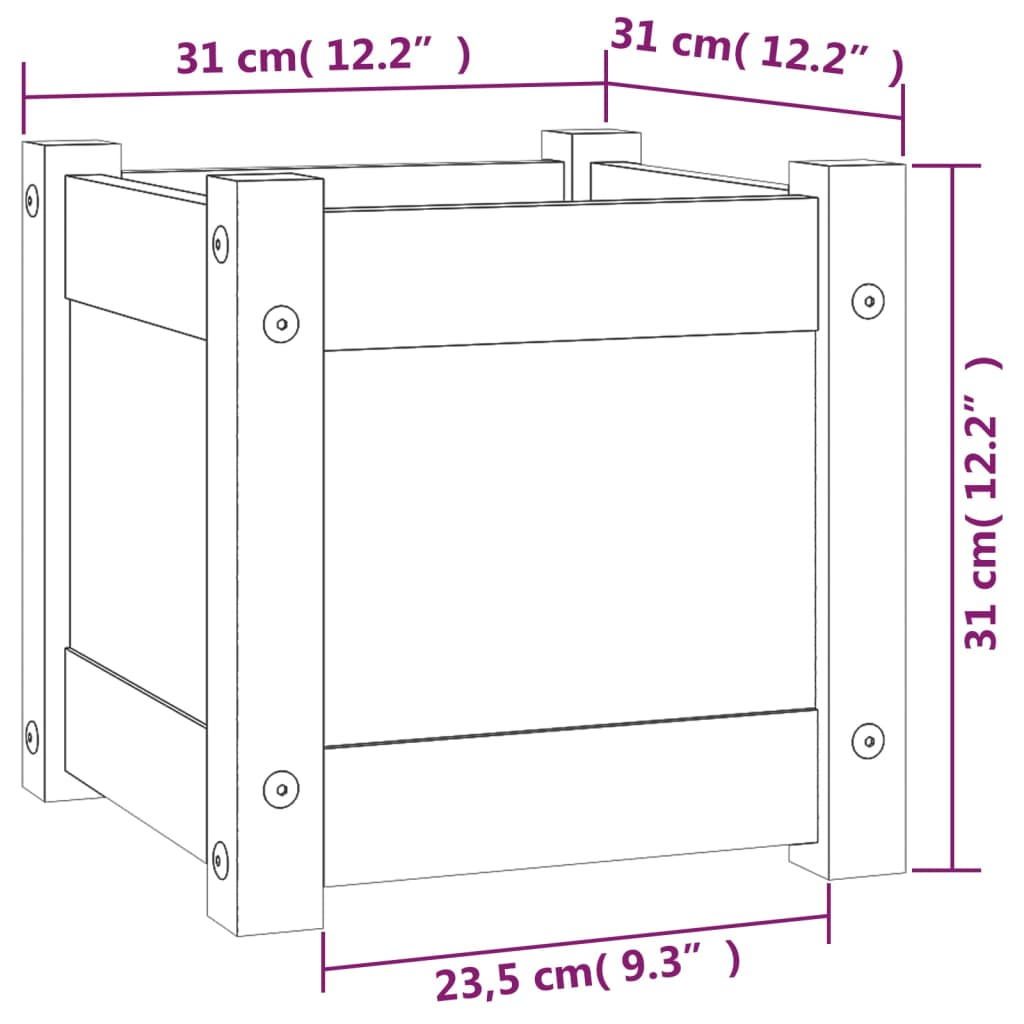 vidaXL Garden Planters 2 pcs 12.2"x12.2"x12.2" Solid Wood Pine