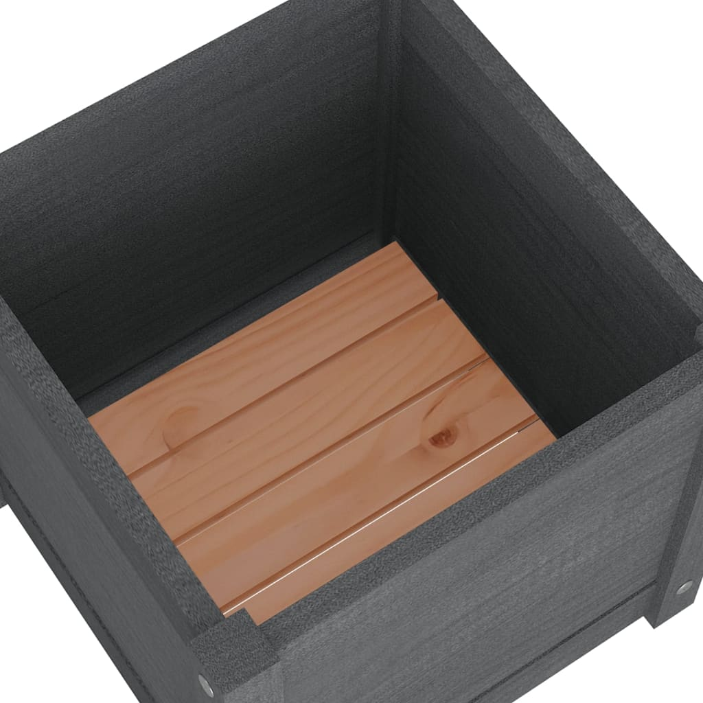 vidaXL Garden Planter Gray 15.7"x15.7"x15.7" Solid Wood Pine