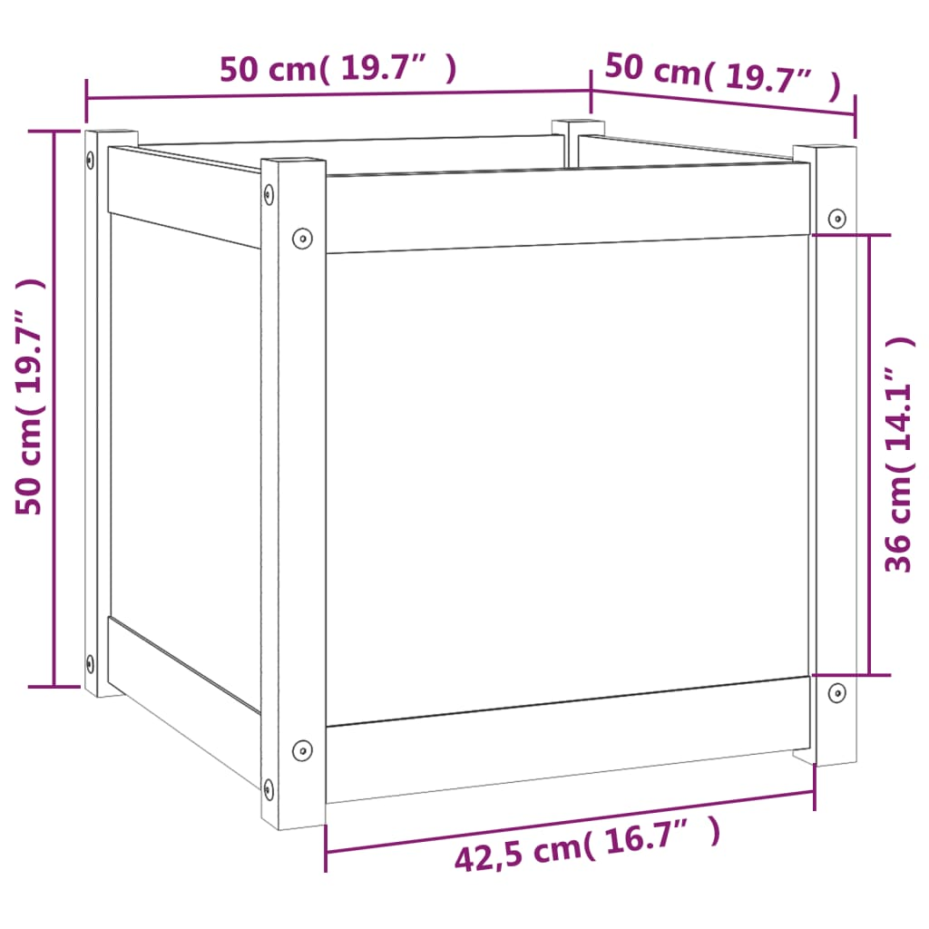 vidaXL Garden Planter 19.7"x19.7"x19.7" Solid Wood Pine