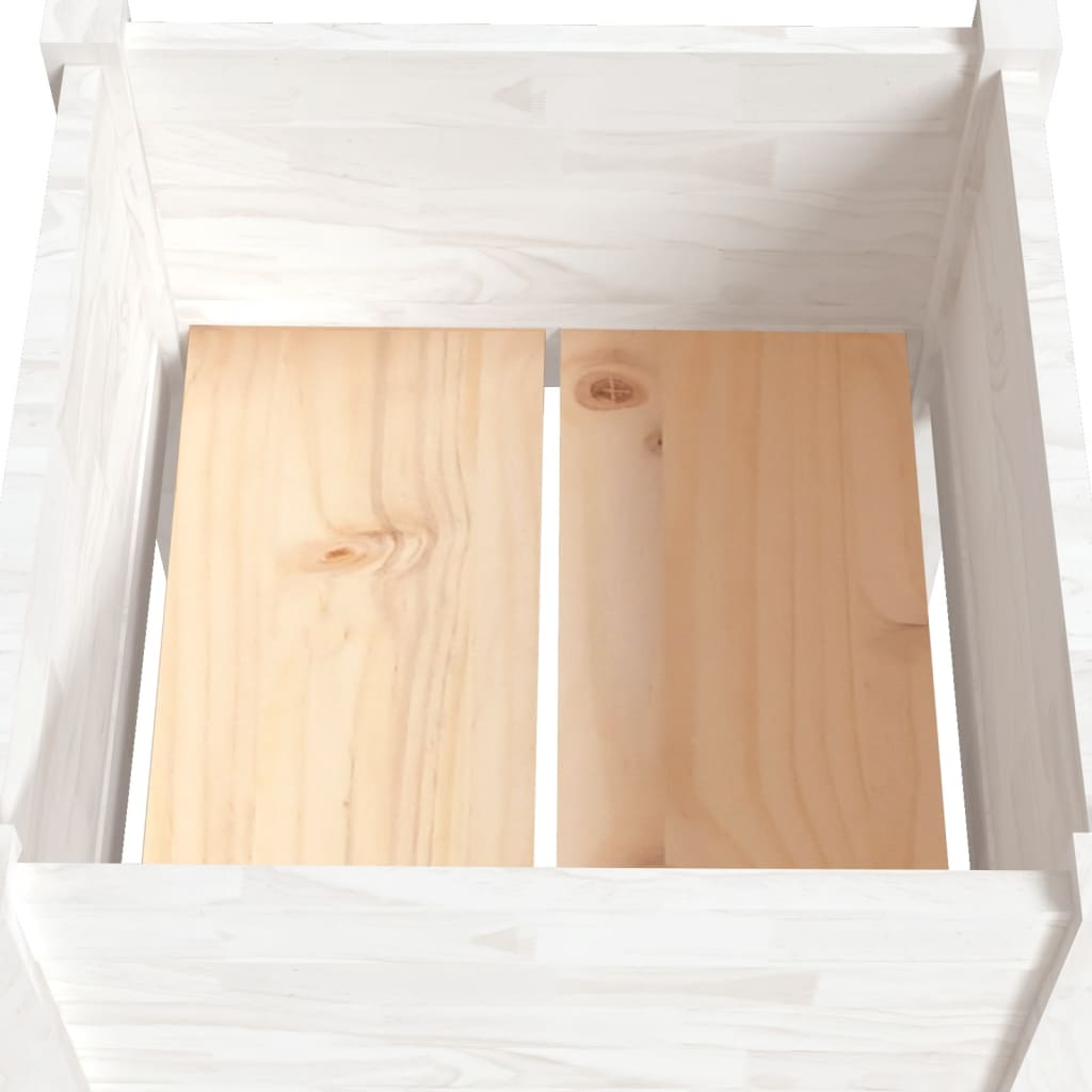 vidaXL Garden Planter White 19.7"x19.7"x27.6" Solid Wood Pine