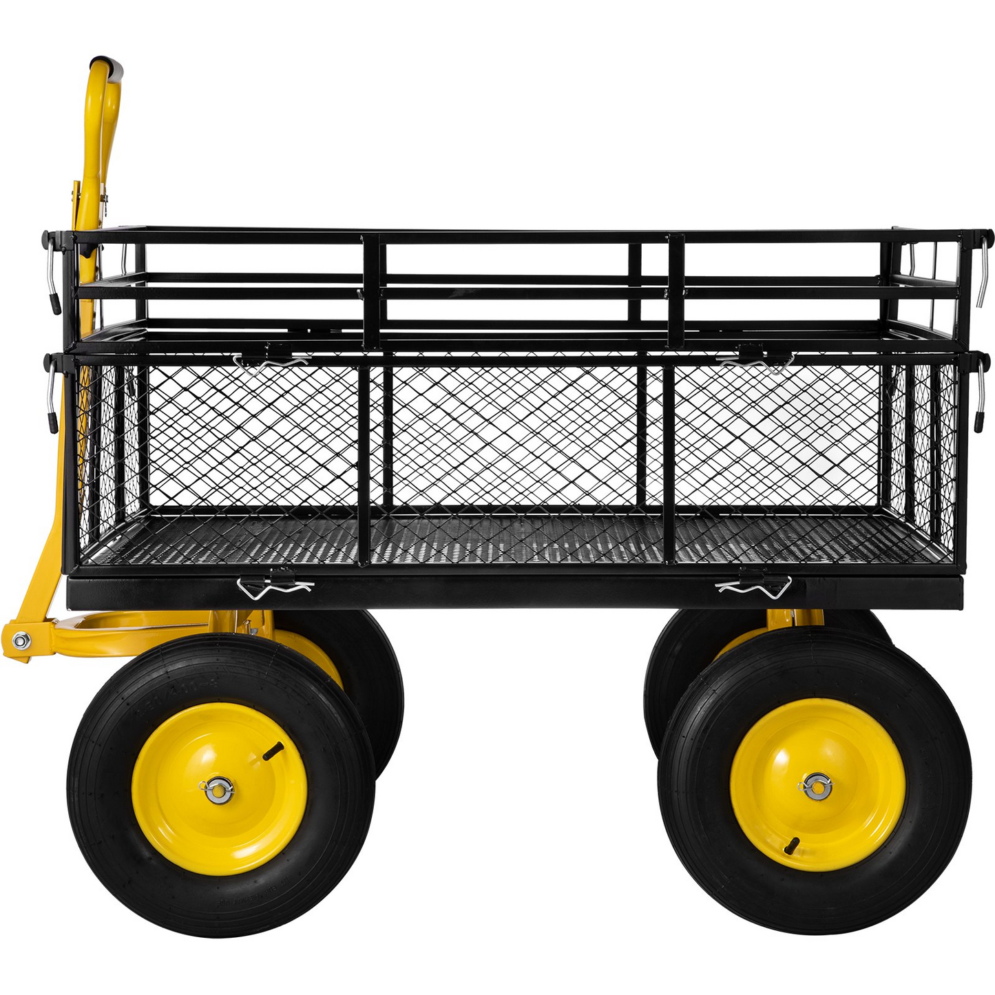 VEVOR Steel Garden Cart, Heavy Duty 1400 lbs Capacity, with Removable Mesh Sides to Convert into Flatbed, Utility Metal Wagon with 2-in-1 Handle and 15 in Tires, Perfect for Garden, Farm, Yard