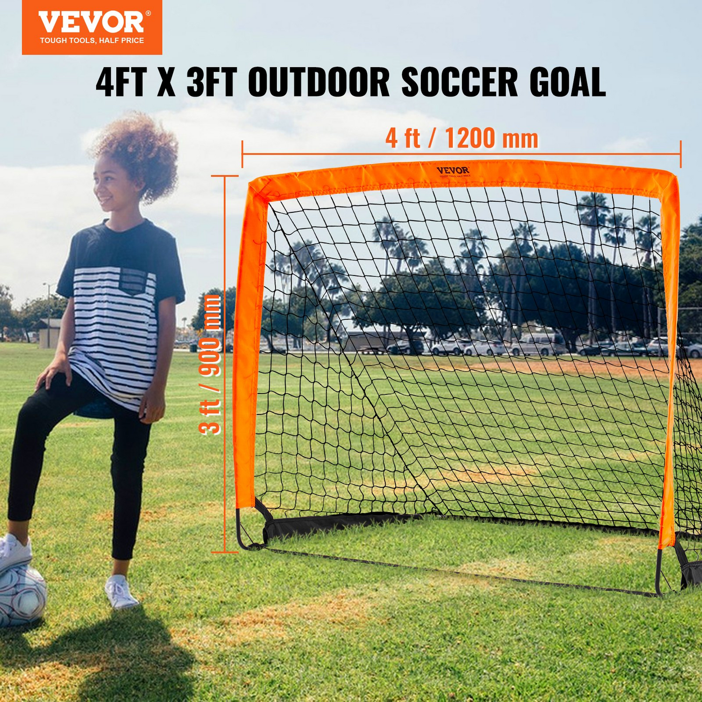 VEVOR Portable Soccer Goal, 4x3 ft Kids Backyard Soccer Net, Foldable Pop Up Practice Soccer Net, Mini Youth Training Soccer Goal Set, All-Weather Indoor Outdoor Soccer Goals with Carry Bag, 1 Pack