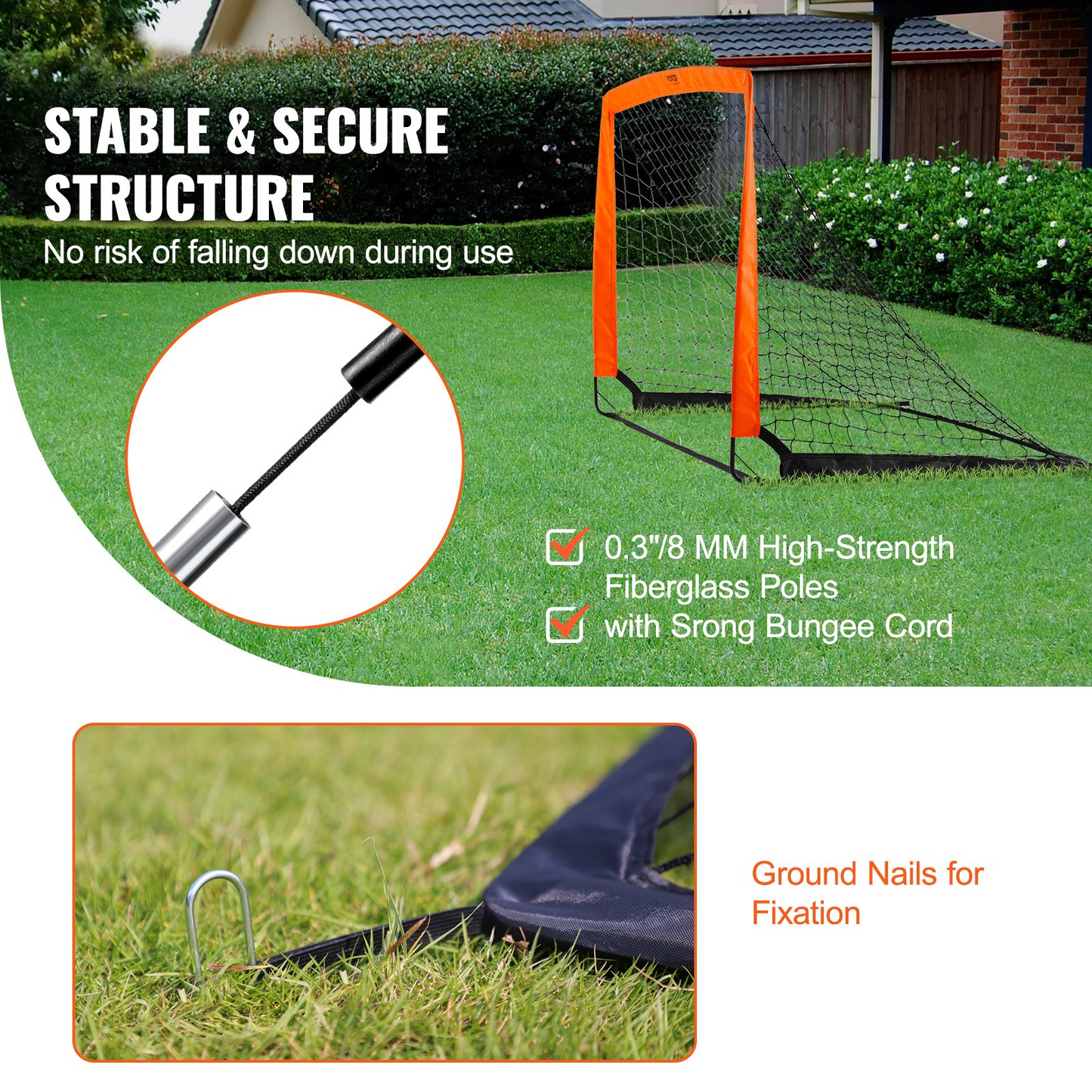 VEVOR Portable Soccer Goal, 4x3 ft Kids Backyard Soccer Net, Foldable Pop Up Practice Soccer Net, Mini Youth Training Soccer Goal Set, All-Weather Indoor Outdoor Soccer Goals with Carry Bag, 1 Pack