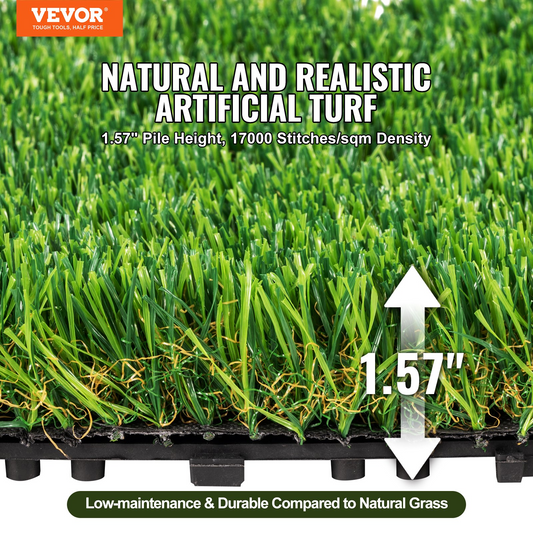 VEVOR Artifical Grass Tiles Interlocking Turf Deck Set, 18 Pack - 12"x12", Synthetic Fake Grass Self-draining Mat Flooring Decor Pad, Perfect For Multi-Purpose Indoor Outdoor Entryway Scraper Dog Mats