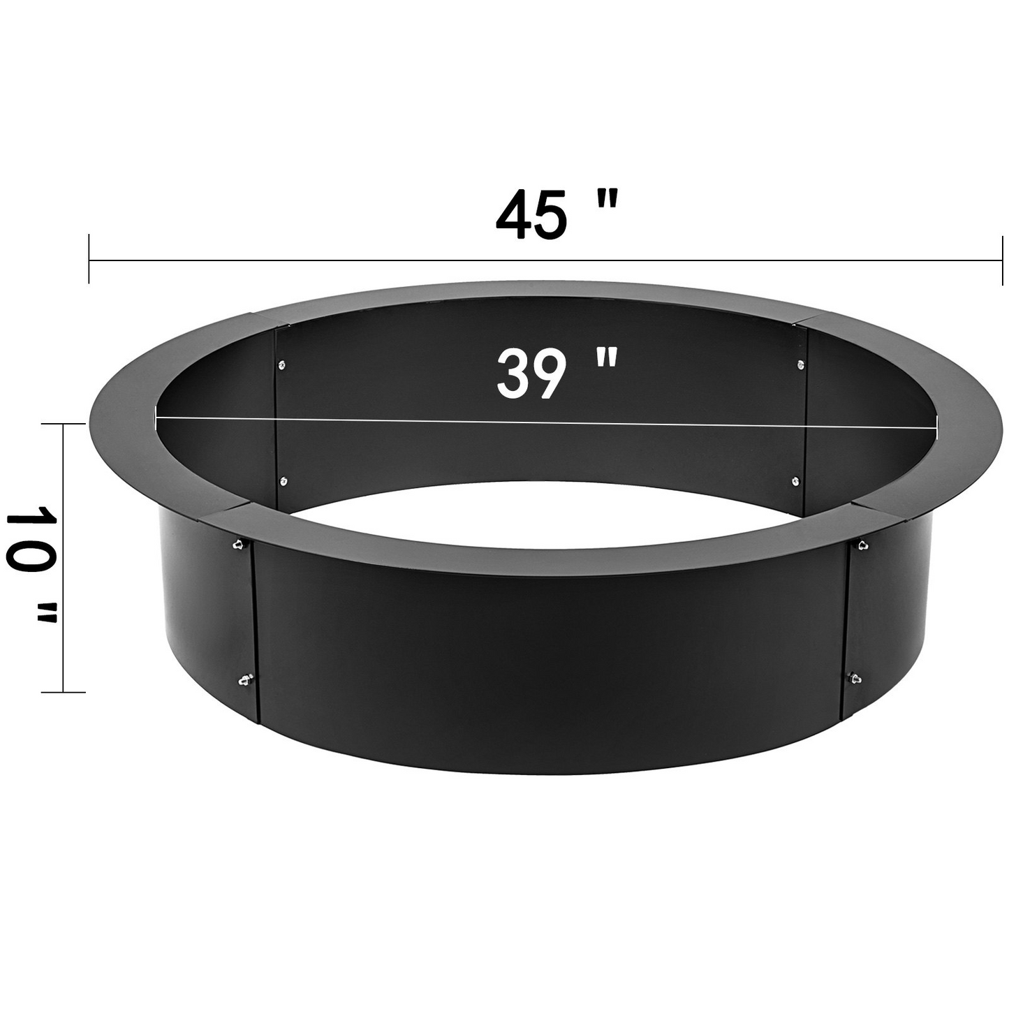 VEVOR Fire Pit Ring 45-Inch Outer/39-Inch Inner Diameter, 3.0mm Thick Heavy Duty Solid Steel, Fire Pit Liner DIY Campfire Ring Above or In-Ground for Outdoor