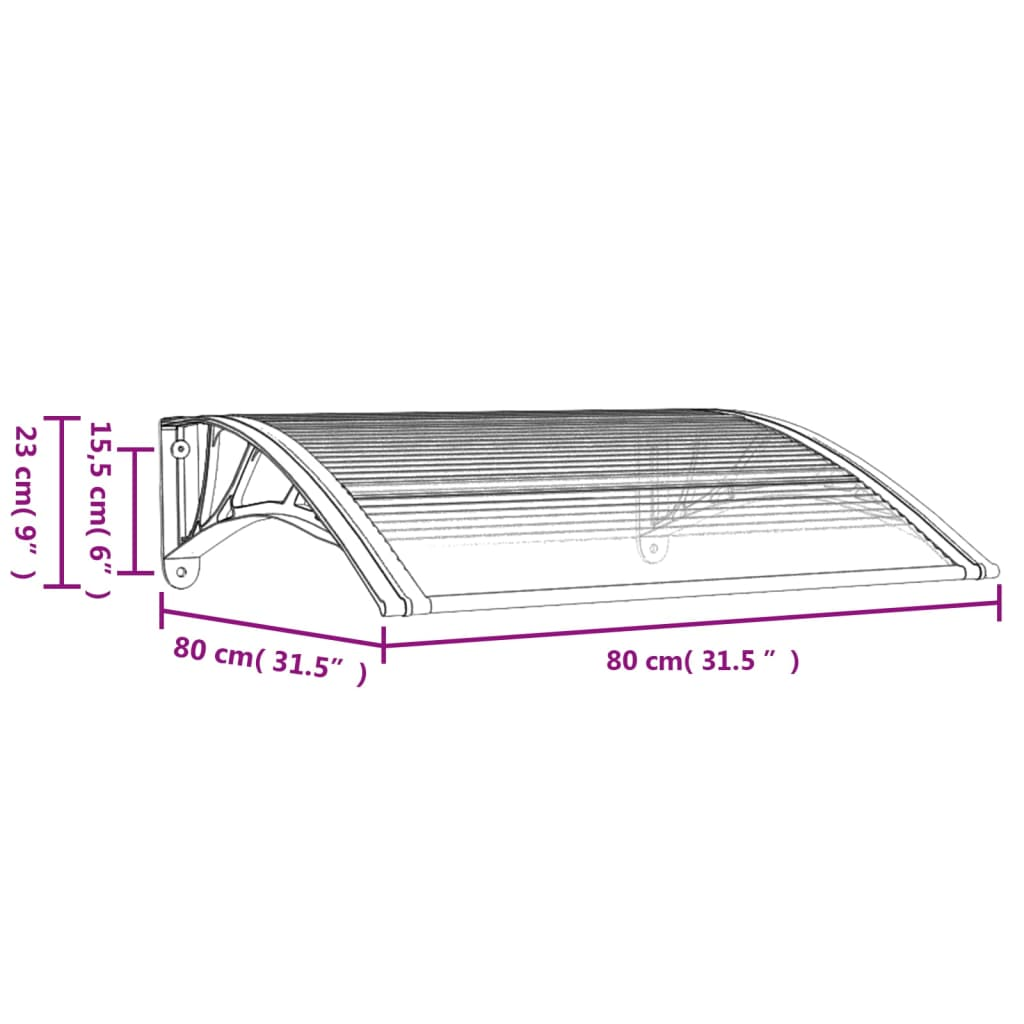 vidaXL Door Canopy Black 31.5"x29.5" Polycarbonate