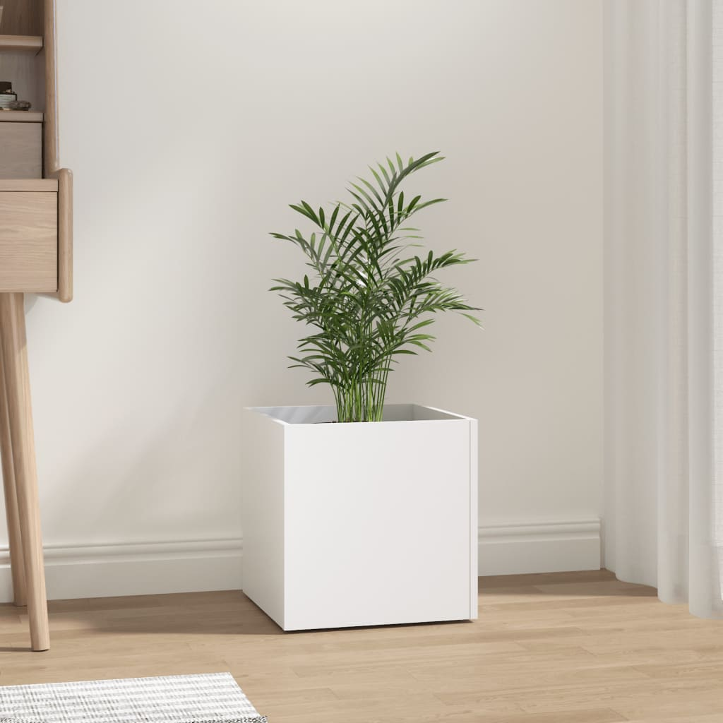 vidaXL Planter Box White 15.7"x15.7"x15.7" Engineered Wood