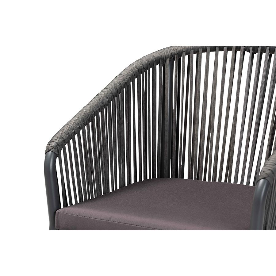 Marcus Modern and Contemporary Grey Finished Rope and Metal Outdoor Dining Chair