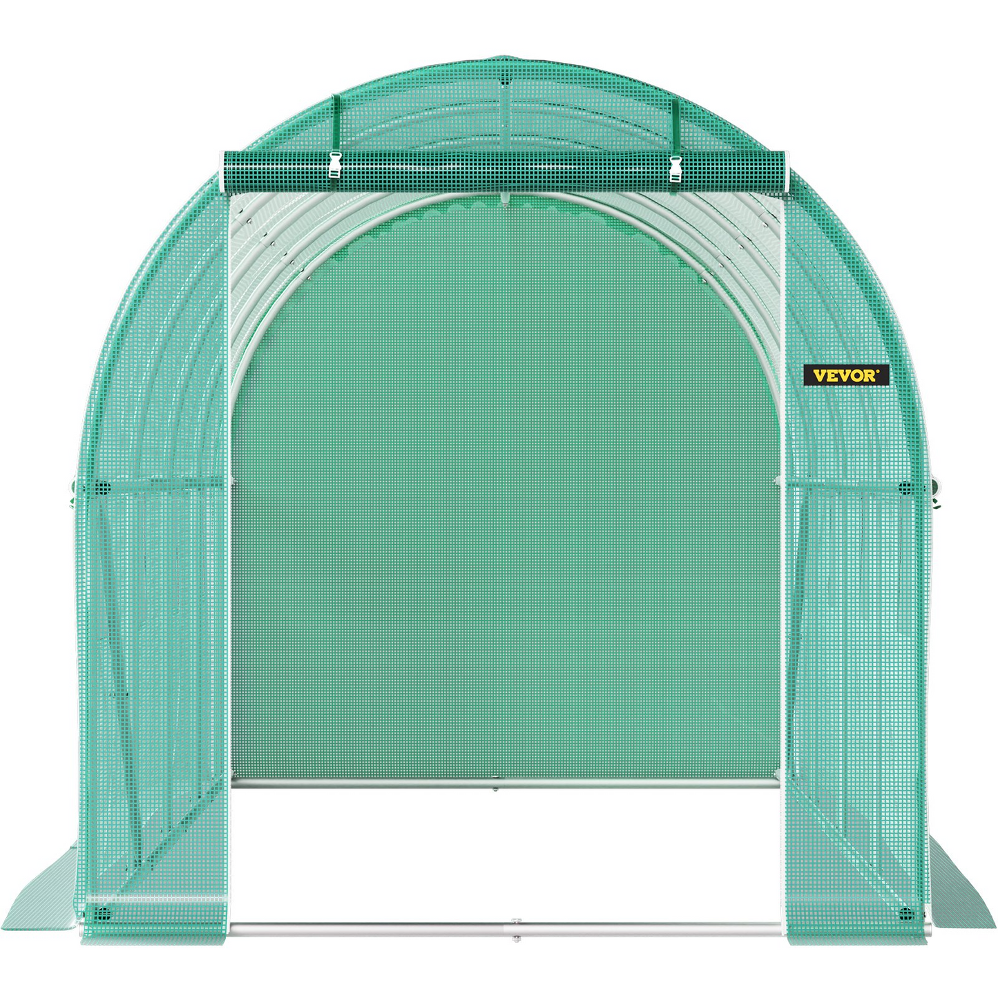 VEVOR Walk-in Tunnel Greenhouse, 15 x 7 x 7 ft Portable Plant Hot House w/ Galvanized Steel Hoops, 1 Top Beam, Diagonal Poles, Zippered Door & 8 Roll-up Windows, Green