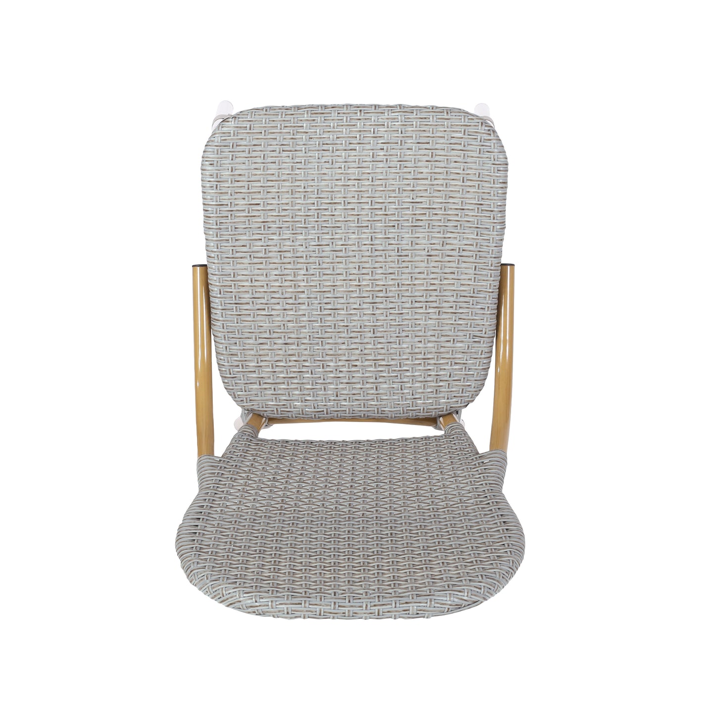 Outdoor PE Rattan and Aluminum Armless French Bistro Chairs, Set of 2, Gray and Bamboo Finish