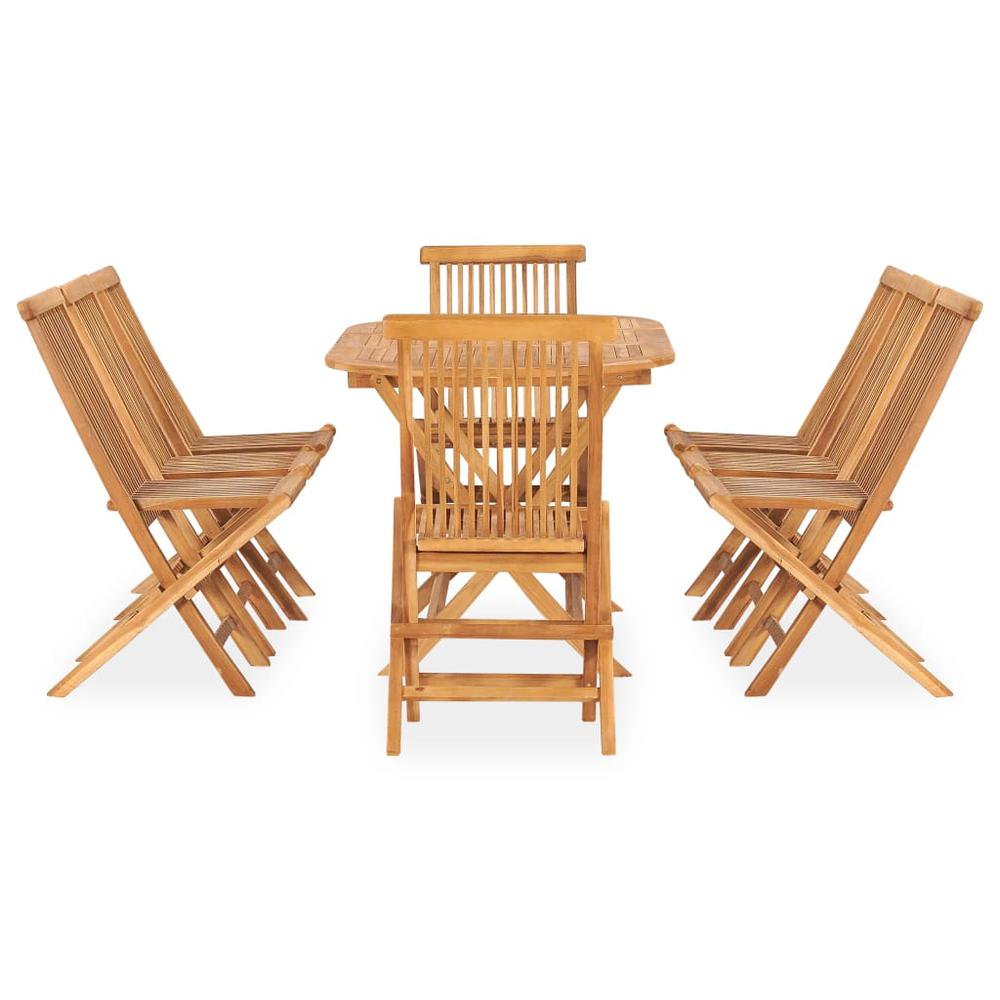 vidaXL 9 Piece Folding Outdoor Dining Set Solid Teak Wood, 3059969