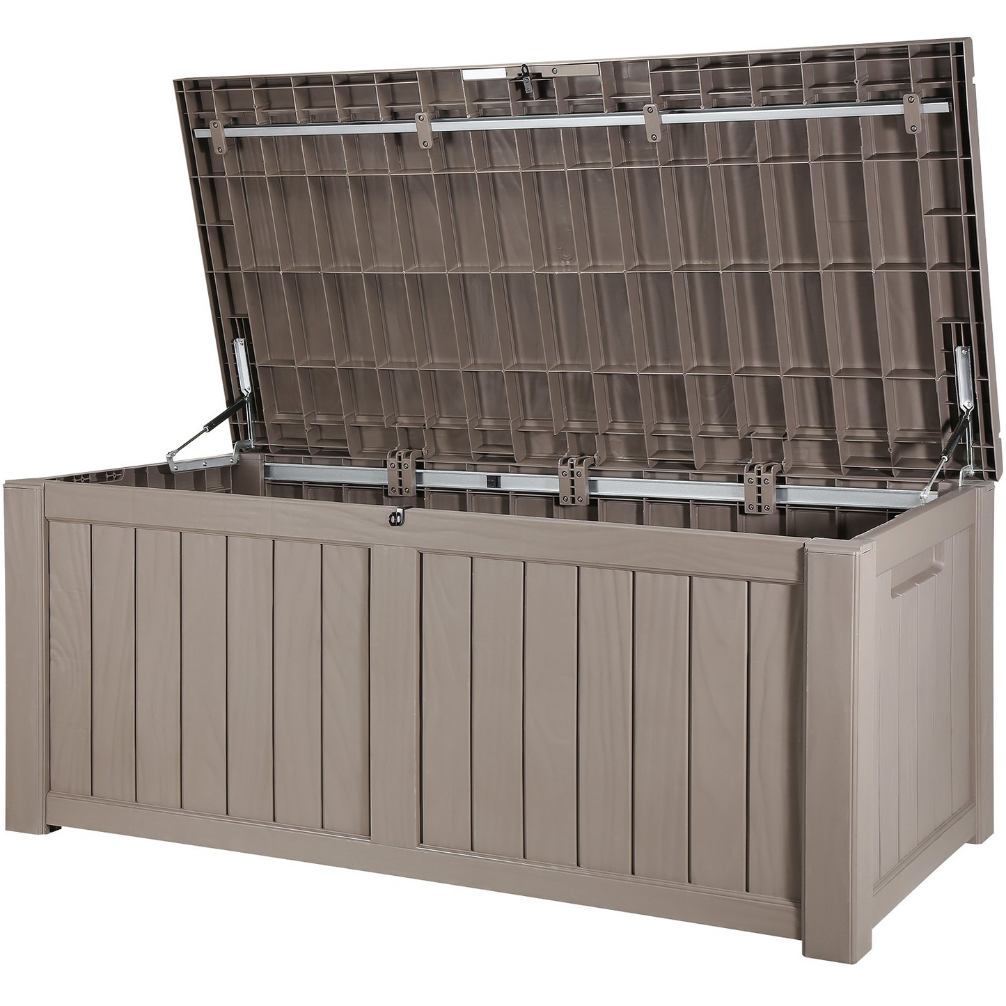 VEVOR Deck Box, 120 Gallon, 56.3" x 26.6" x 23.8" Outdoor Storage Box, Waterproof PP Deckbox with Aluminum Alloy Padlock, for Patio Furniture, Garden Tools, Pool Toys, Outdoor Cushions, Gray