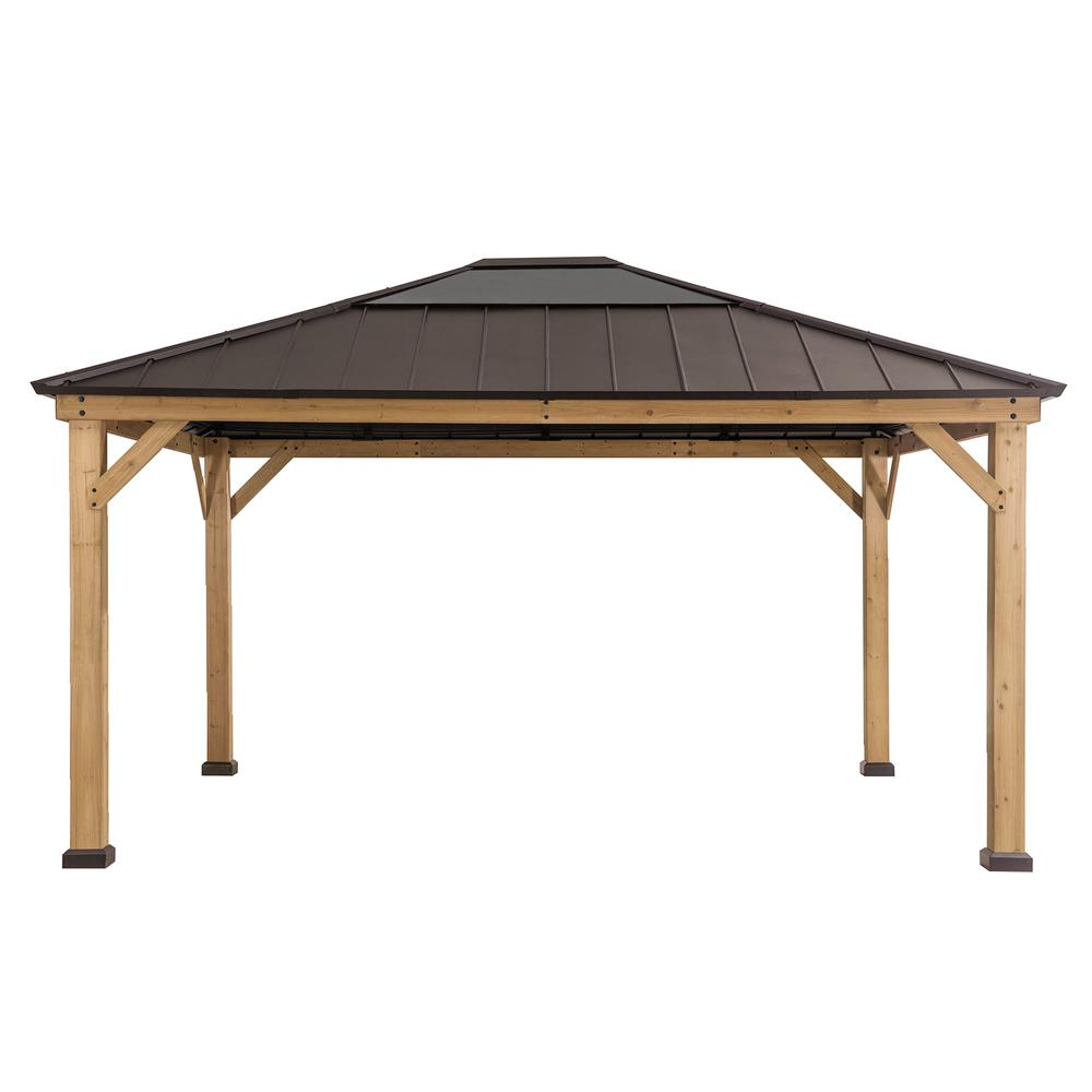 Outdoor Patio Cedar Framed Gazebo with Steel and Polycarbonate Hip Roof Hardtop