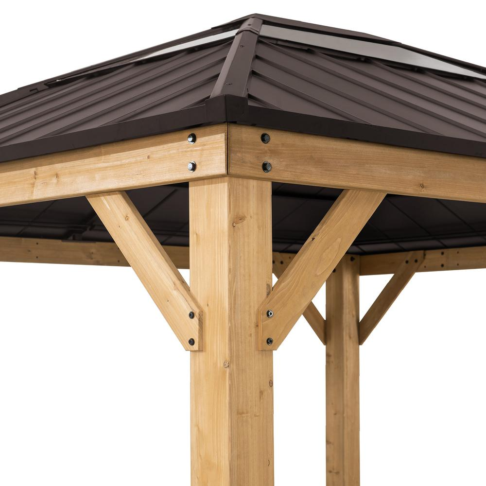 Outdoor Patio Cedar Framed Gazebo with Steel and Polycarbonate Hip Roof Hardtop