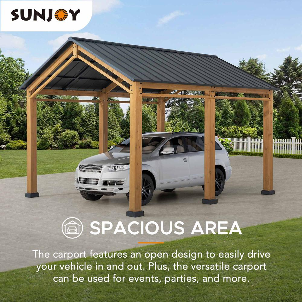 Outdoor Gazebo, Heavy Duty Garage Car Shelter with Powder-Coated Steel Roof