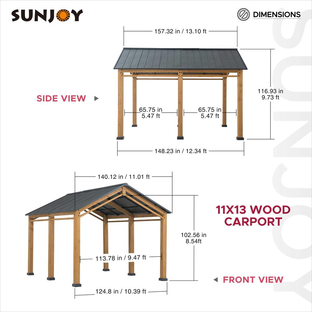 Outdoor Gazebo, Heavy Duty Garage Car Shelter with Powder-Coated Steel Roof