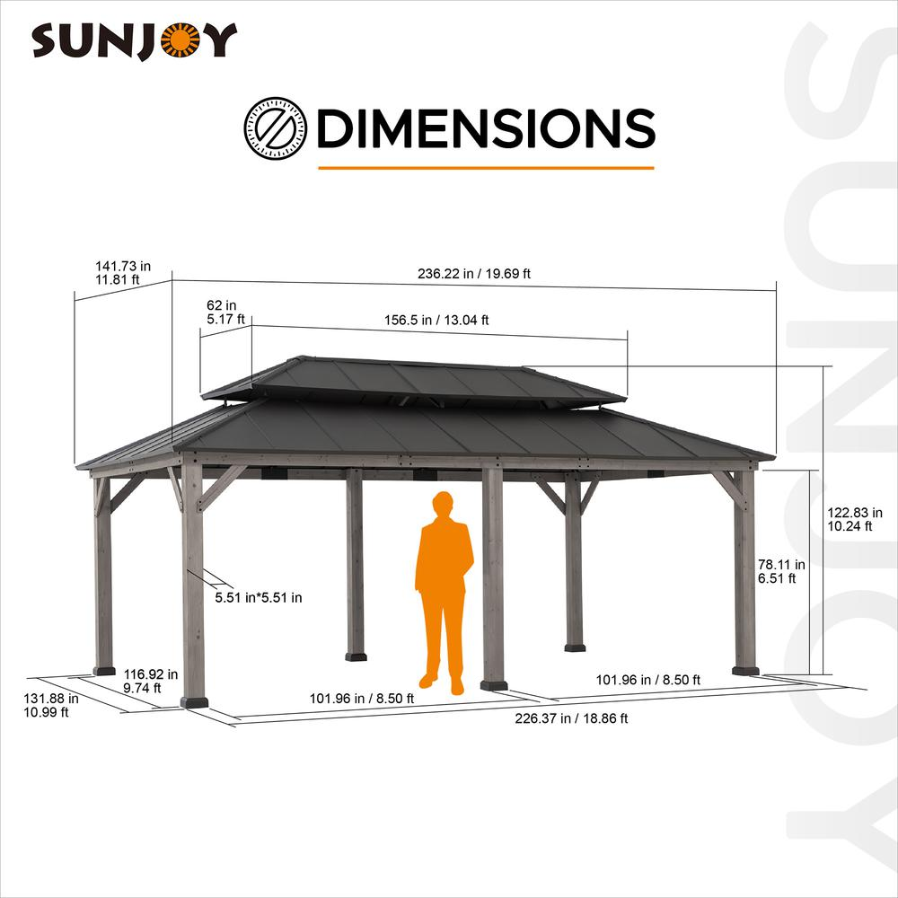 Wood Gazebo, Outdoor Patio Aluminum Hardtop Gazebo, Cedar Framed Wooden Gazebo