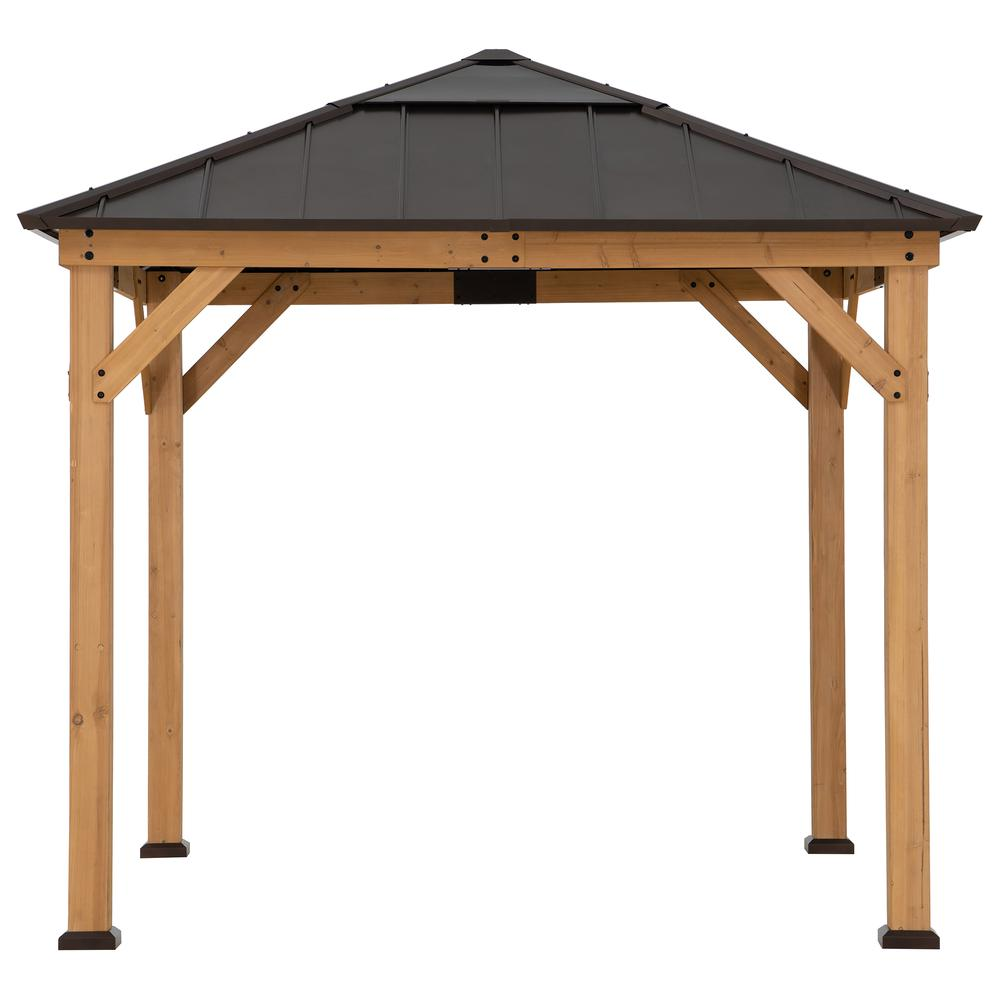 Outdoor Patio, Cedar Framed Gazebo with Steel & Polycarbonate Hip Roof Hardtop