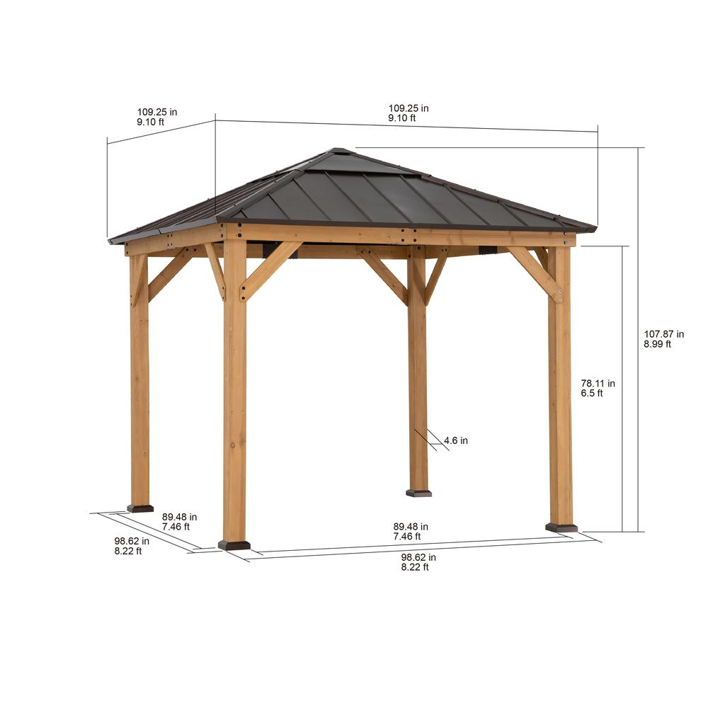 Outdoor Patio, Cedar Framed Gazebo with Steel & Polycarbonate Hip Roof Hardtop