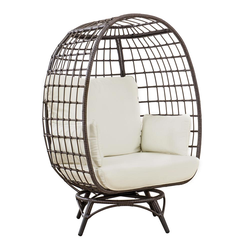 Egg Cuddle Chair Wicker Swivel Lounge Chair, Oversized Indoor Outdoor Egg Chair