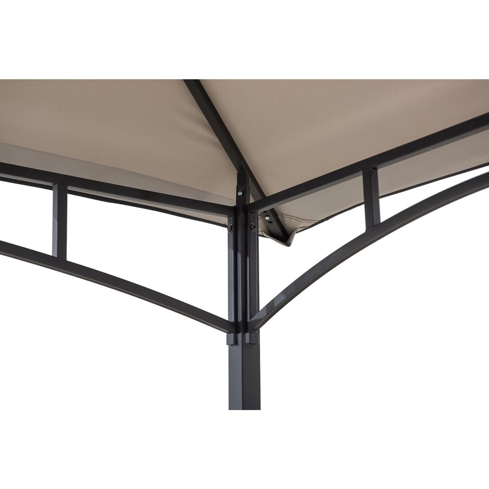 5 ft. x 8 ft. Black Steel 2-tier Grill Gazebo with Gray and Black Canopy