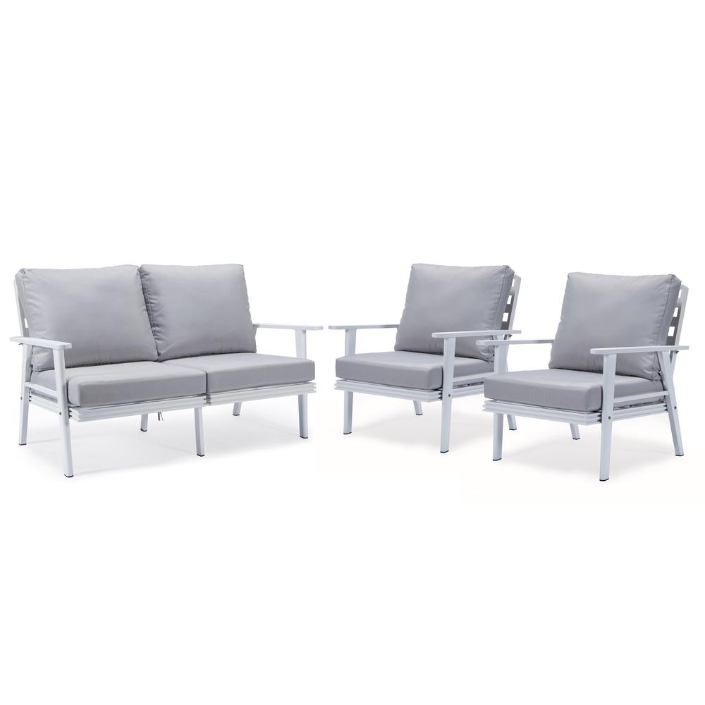 3-Piece Outdoor Patio Set with White Aluminum Frame