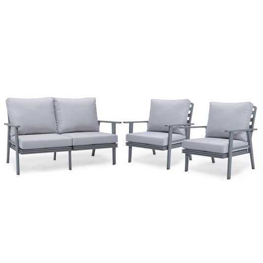 3-Piece Outdoor Patio Set with Grey Aluminum Frame