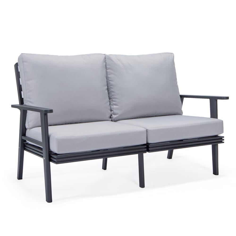 Outdoor Patio Loveseat with Black Aluminum Frame