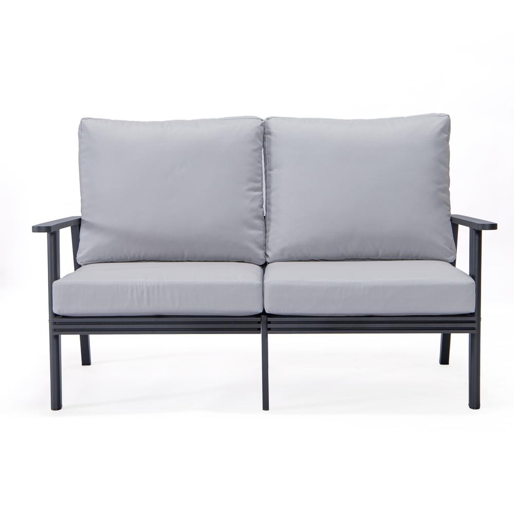 Outdoor Patio Loveseat with Black Aluminum Frame