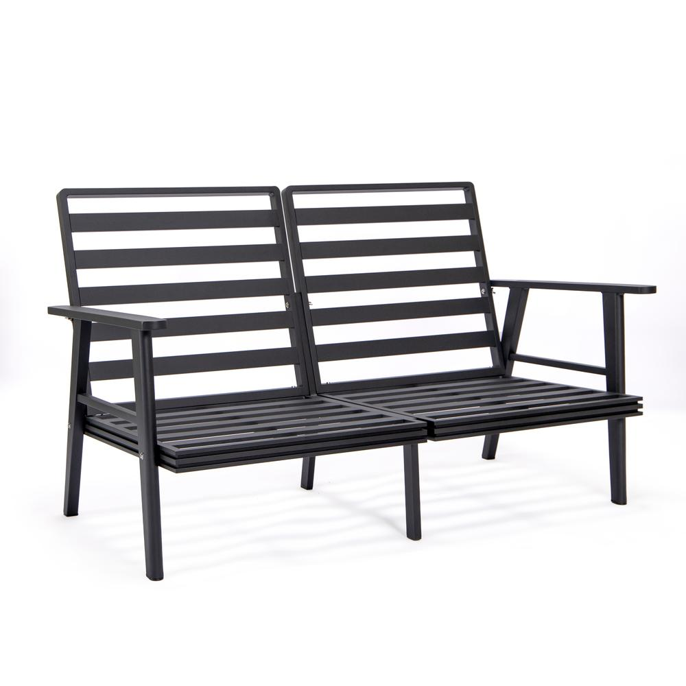 Outdoor Patio Loveseat with Black Aluminum Frame