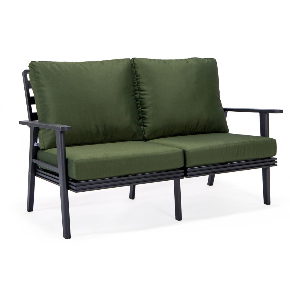 Outdoor Patio Loveseat with Black Aluminum Frame