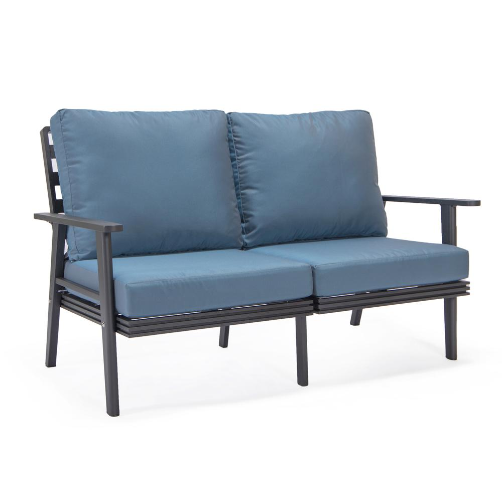 Outdoor Patio Loveseat with Black Aluminum Frame