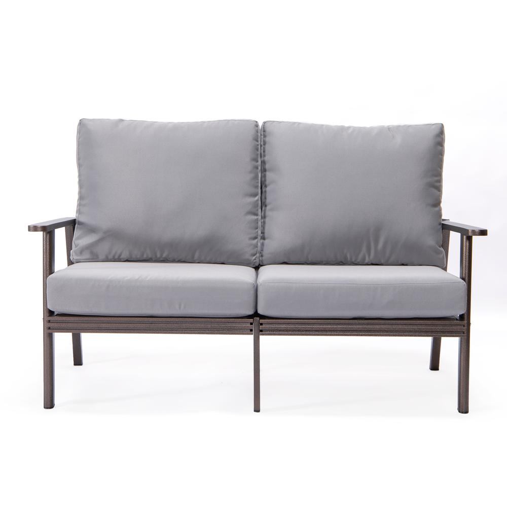 Outdoor Patio Loveseat with Brown Aluminum Frame