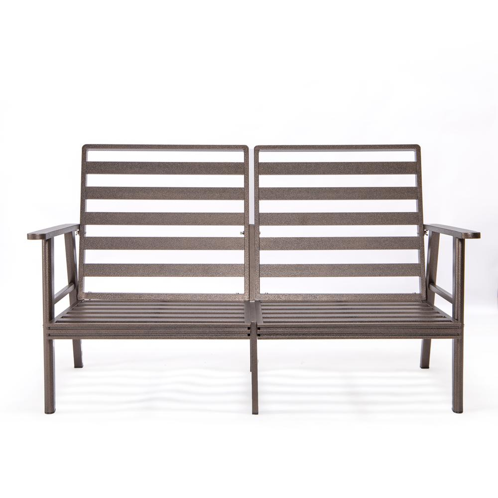 Outdoor Patio Loveseat with Brown Aluminum Frame