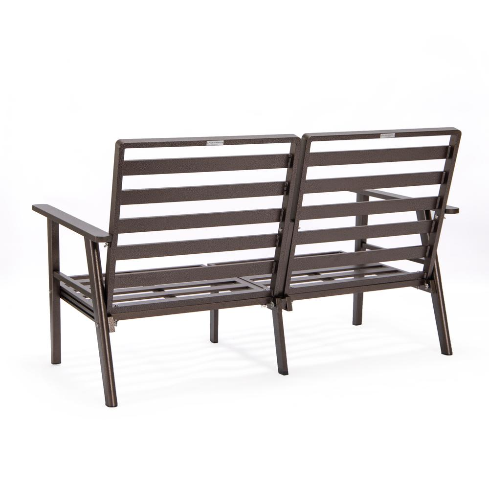 Outdoor Patio Loveseat with Brown Aluminum Frame