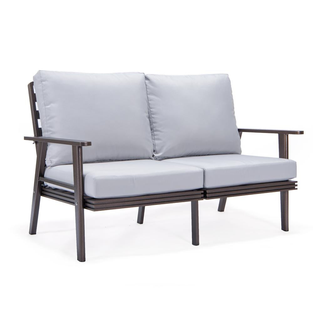 Outdoor Patio Loveseat with Brown Aluminum Frame